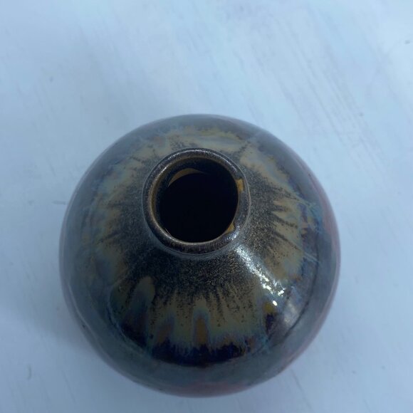 Vtg Handcrafted Ceramic Vase Decor Multicolor Glaze 4 Inches Tall Jug China - Picture 3 of 5